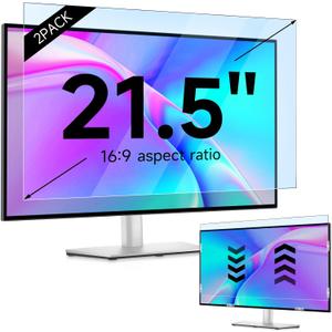 IPROKKO 2 Pack 21.5 inch Anti-Blue Light Monitor Screen Protector for 16:9 Widescreen, Removable Anti Glare Blue Light Blocking Screen Filter, Anti-UV Eye Protection PC Computer Film [Washable Wipes Clean]