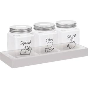 Spend Save Give Piggy Bank for Kids, Money Coin Savings Piggy Bank Jar Box for Kids Child Safe Money Saver, Teach Children About Giving Spending Saving Money Piggy Box for Boys Girls