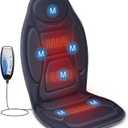 Snailax Vibration Back Massager with Heat, Massage Seat Cushion with 6 Vibrating Motors and 2 Heat Levels, Massage Chair Pad for Home Office use, Gifts for Him Her (Grey)