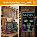 Slsy LED Writing Board 24"x16", Erasable Light-Up Message Display, 12 Colors & 26 Modes, Reusable LED Menu Sign with 8 Markers for Doodle, Illuminated Sign Board for Restaurants, Bars, Classrooms