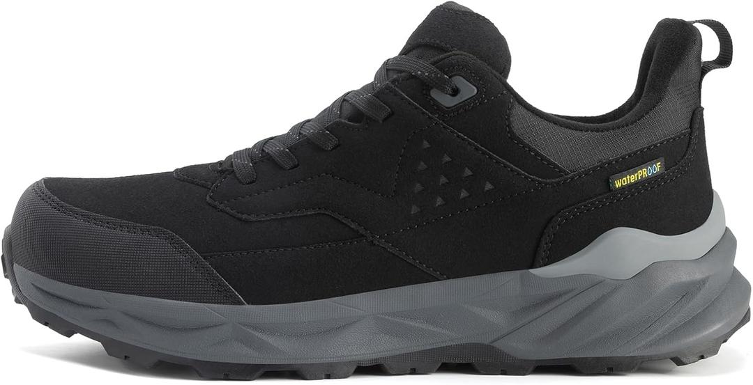 Men's Waterproof Hiking Shoes Lightweight Comfortable Anti Slip Leather Walking Shoes for Outdoor Trekking Trailing Camping