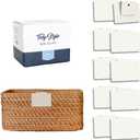 10 Pack Metal Basket Bin Labels Clip On Holders for Storage Bins, Bin Clips for Organizing Pantry, Home, Bathroom (White, Black, or Vanilla), 3.5 x 2.5