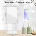 DOWRY 5X Tabletop Magnifying Makeup Mirror Adjustable Rectangular Vanity Mirror for Bedroom 304 Stainless Steel Gifts for Women Wife Mom Teengirls Mothers Day Polished Chrome