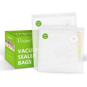 Vixino Vacuum Sealer Bags, 40 Reusable Vacuum Sealer Bags for Food Storage, BPA-Free, Meal Prep and Sous Vide Cooking,Works for Handheld Sealer and Vac Sealer Machine with External Vacuum Systems