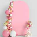 Wokceer Wedding Arch Cover 8FT Spandex Fitted Wedding Arch Stand Covers Round Top Chiara Arch Backdrop Cover for Birthday Party Ceremony Banquet Decoration Pink