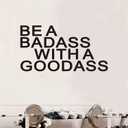 2 x VODOE Be A Bada$s with A Gooda$s Wall Decals Inspirational Gym Wall Stickers Motivational Quotes Art Vinyl Yoga Exercise Sports Positive Fitness Garage Wall Decor 21"X11"