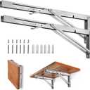 Storystore Folding Shelf Brackets - 24 Inch Heavy Duty Stainless Steel Collapsible Shelf Bracket for Bench Table, Space Saving DIY Bracket, Max Load: 550lb
