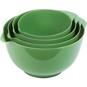 BoxedHome 4 Quart Large Plastic Mixing Bowls, Microwave Safe Mixing Bowl Set with Pour Spout, Nesting Bowls for Space Saving Storage(Grass Green)