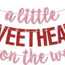 A Little Sweetheart is on the Way Banner, Valentine's Day Baby Shower Decorations, Welcome Sweetheart Decor, Sweet Baby Girl 1st Birthday Decorations Red & Pink Glitter