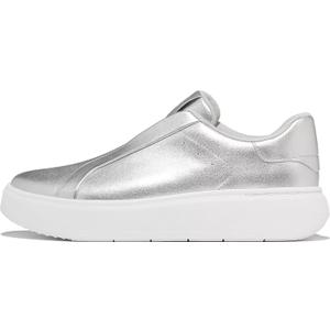 FitFlop Womens Rtg Leather Laceless Sneakers (8, Silver)