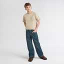 Boys' Loose Straight Fit Jeans (Blue, M)