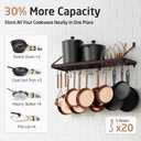 KES 75lb High-Capacity Oil Bronze Pot Rack Wall Mounted, holds up to 150 lb with Pot Lid Holder 34 Inch Heavy-Duty Pots and Pans Hanging Rack with 20 Hooks, Drilling Template Provided for Easy Install