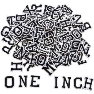 130pcs Iron on Letter Patches 1 inch, 5 Sets of 26 Embroidered Alphabet A-Z Patches for Clothing Jackets Hats Backpacks Jeans Black
