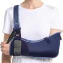 VELPEAU Arm Sling Shoulder Immobilizer for Women and Men, fit Left or Right Arm - Rotator Cuff Support Brace -Medical Sling for Shoulder, Clavicle, Elbow Injury (Breathable type, Large Bust 33.5-41, Large