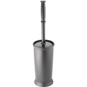mDesign Toilet Bowl Brush and Holder - Covered Bathroom Toilet Brush - Standing Toilet Bowl Scrubber in Modern Holder - Space Saving, Deep Cleaning Brush for Toilet - Hyde Collection - Charcoal Gray (Pack of 1)