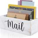 DRASTAR Mail Organizer Countertop, Mail Holder Wall Mount, Retro White Mail Sorter Organizer, Envelope Holder for Home Office (2 Slots)