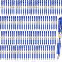 Spakon 200 Pieces Gel Pens Bulk Retractable Ink Ballpoint Pen Bulk Rolling Ball Medium Point 0.5mm Ballpoints with Soft Grip for Journal Writing Office Home(Blue)