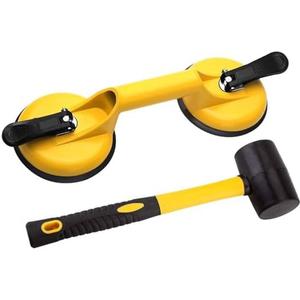 FCHO Floor Gap Fixer Tool for Laminate Floor Gap Repair Include Suction Cup and Mallet (Can't use on scraped surface floor)-Yellow Kit