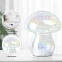 JBGIYOSG Glass Mushroom Table Lamp, 5.9" Cute LED Night Light for Home Decor, Battery Operated (3 AA), Modern Ambient Light for Living Room Bedroom Office Clear
