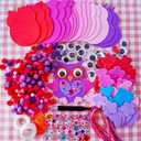 Winlyn 24 Sets Valentine Decorations DIY Heart Owl Ornaments Valentine Craft Kit Valentine Owl Art Sets Hearts Foam Valentine Stickers for Kids Valentine's Day Party Classroom Activities Gift Exchange
