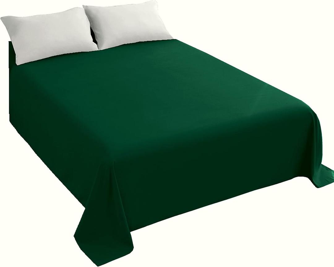 Sfoothome Blackish Green Flat Sheet, Ultra Soft and Comfortable Microfiber Top Sheet King Size
