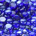 Cobalt Blue Fire Glass for Propane Fire Pit, Fireplace and Outdoor Decorative, Firepit Rocks 20 Pounds, High Luster 3/4 Inch Round Glass Beads