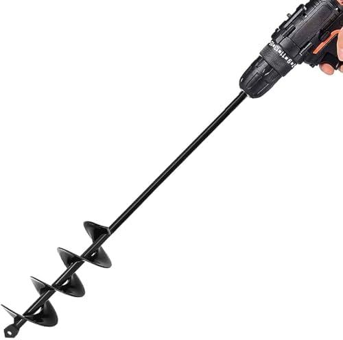 TCBWFY Auger Drill Bit 2x14.6inch Garden Plant Flower Bulb Auger Rapid Planter Bulb & Bedding Plant Auger for 3/8" Hex Drive Earth Drill Fence Post Umbrella Hole Digger