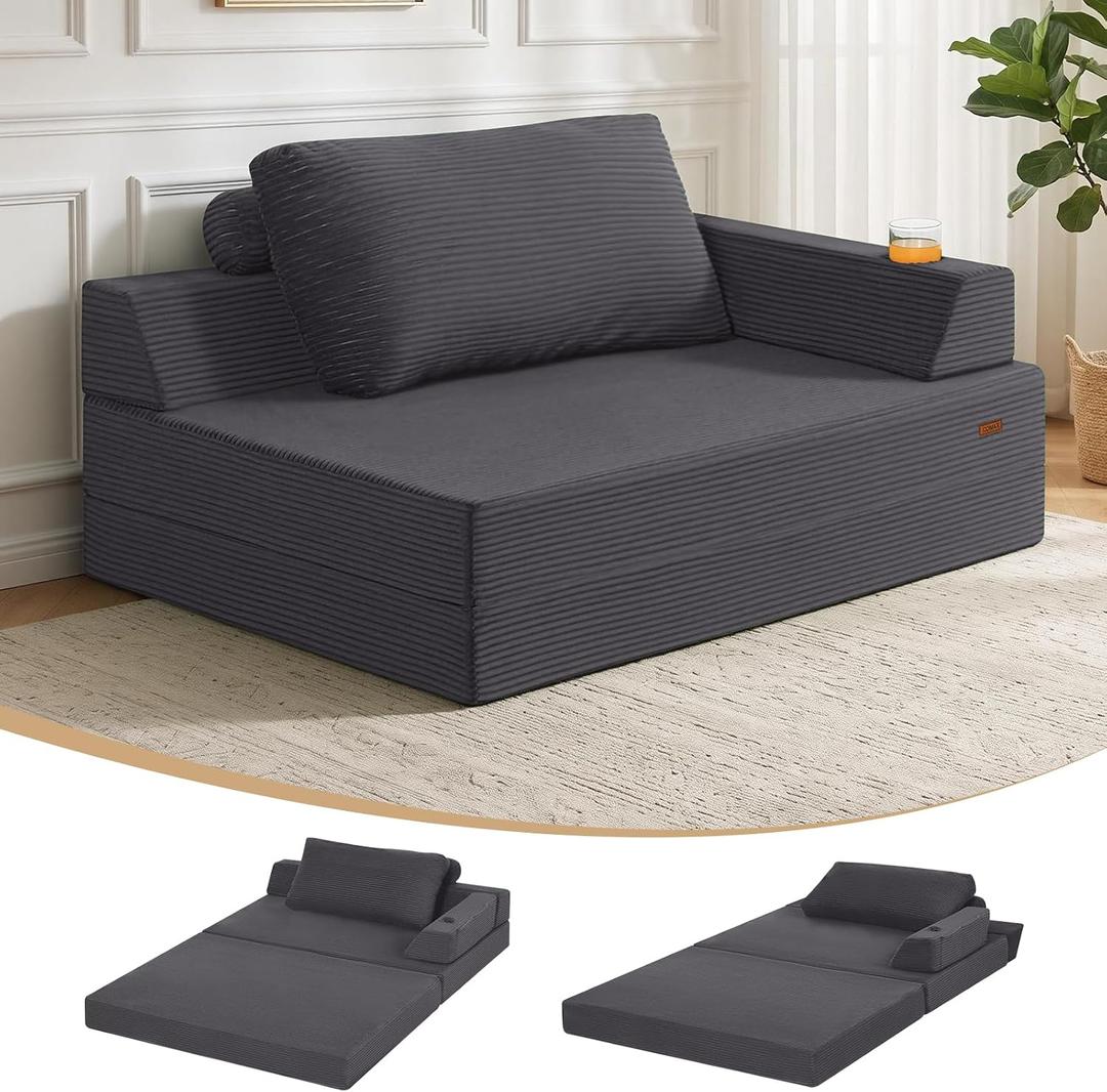 COMAX Folding Sofa Bed Chair, Full Foldable Couch for Small Spaces Bedroom, Full - with arm