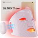 INIA Red Light Therapy Mask for Face, Glow Wireless LED Face Mask Light Therapy with Near-Infrared Red Light (NIR), Rechargeable and Ergonomic Design for Home & Travel (Pink)