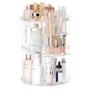 Rotating Makeup Organizer, DIY 8 Adjustable Layers Spinning Skincare Organizer, Cosmetic Display Case with Brush Holder Perfume Tray, Multi-Function Storage Carousel for Vanity Bathroom Countertop