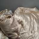 MR&HM Satin Comforter Full 7 Pieces - Luxurious Pinch Pleat Bedding Set with Comforter, Flat Sheet, Fitted Sheet, Pillowcases & Shams, Super Silky Soft Bed Set for All Season (Full, Champagne)