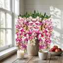 2Pcs Artificial Flowers Faux Silk Flowers Indoor Plants Hanging Wisteria Decoration for Home Indoor Kitchen Table Vase Wedding Party Table Centerpieces Outdoor Decor (Purple Fuchsia)
