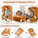 47x23 inch U Shaped Long Plush Body Pillows for Kids, Stuffed Animal Highland Cow Soft Large Pillow for Sleeping, Big Cute Plushies, Washable Cover, Gift for Boys and Girls, 47"L x 32"W x 6"H