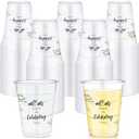 100 Pcs Mr and Mrs Cups 12 oz Plastic Wedding Cups Bulk Clear Engagement Disposable Drinking Glasses for Reception Supplies Bridal Shower Wedding Theme Party Decoration