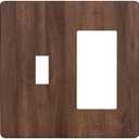 Outlet Covers Dark Walnut Wood Grain 1 Toggle 1 Rocker Combo Light Switch Cover Plate Electrical Switch Plates Electrical Wall Plate for Farmhouse Cabin Decor- pack of 4 large