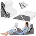 Yojoker 3pcs Orthopedic Bed Wedge Pillow Set for Sleeping, Post Surgery Foam for Body, Back and Leg Pain Relief Comfortable & Adjustable Support PillowsAnti Snoring, Heartburn, White Gray