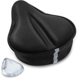 Bike Seat Cushion, Gel Seats Cover, Bicycle Covers, Bike Seat Cushion for Women Men Comfort Compatible, Suitable for Outdoor and Indoor (11x10 inch) (Black)