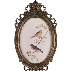 NIKKY HOME Vintage Photo Frame 4x5, Antique Picture Frames, Bronze Gold Decorative Photo Frame with Stand and Glass Front for Tabletop Photos Display Gift Ideas (3.5x5", Bird)