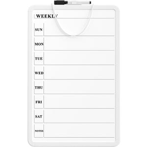 MaxGear Weekly Calendar White Board for Wall, 11"x 17" Double-Sided Magnetic Dry Erase Board, Includes a Black Dry Erase Marker, Portable Whiteboard for Planning, Drawing, Memo, to Do List
