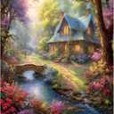 Tucocoo Flowers House Paint by Numbers Kits with Brushes and Acrylic Pigment on Canvas Painting for Adults Stream Forest Landscapes Picture Arts Crafts for Home Wall Decor Gift 16''x20'' (DIY Framed) (Artwork-05)