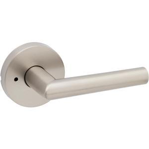 Kwikset Milan Interior Privacy Door Handle with Lock, Door Lever For Bathroom and Bedroom, Satin Nickel Reversible Keyless Push Button Lock Door Lever (Satin Nickel)