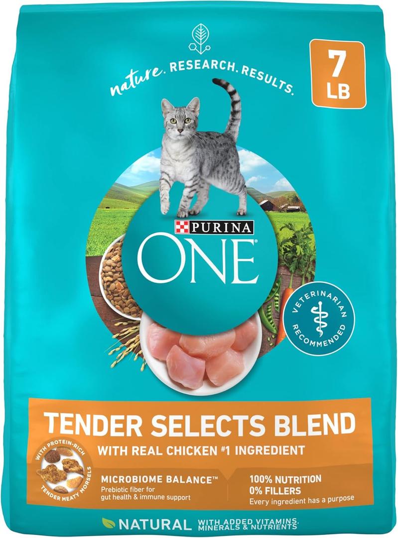 Purina ONE Natural Dry Cat Food, Tender Selects Blend With Real Chicken - 7 lb. Bag BB Date Oct 2026