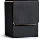 ZLCA Card Deck Box for Trading Cards, MTG YuGiOh Deck Case Holds 100+ Single Sleeved Cards, PU Leather Magnetic Card Storage Box Fits for TCG CCG Magic Game Cards (Black& Gold)