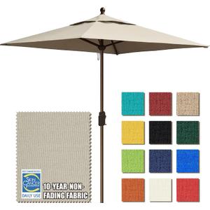 EliteShade USA 10-Year-Non-Fading 6x6Ft Square Market Patio Umbrella, UPF 50+ UV Protection Performance Sun Umbrella, Heavy Duty Commercial Grade Outdoor Table Umbrella with Crank, Windproof Vented Top for Garden, Pool, Deck and Outdoor Playsets, Antique Beige