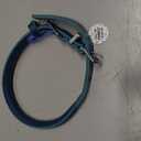 BRONZEDOG Rolled Leather Dog Collar for Small Medium Large Dogs with QR ID Tag (M: 14-16 Inch, Ocean Blue)