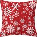 JOOCAR Christmas Pillow Cover 24x24 inch Red Snowflakes Print Throw Pillow Cover Farmhouse Christmas Decoration Xmas Decor Winter Holiday Cushion Case for Sofa Couch