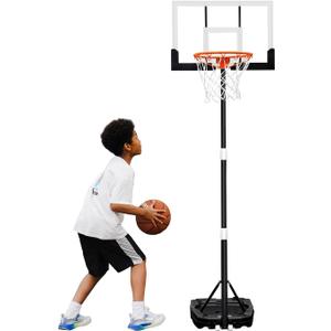 Seray Kids Basketball Hoop Outdoor 3.2-7.2ft Adjustable, Portable Basketball Hoop & Goals for Kids/Teens/Youth in Pool/Backyard/Driveway/Indoor, 29 Inch Shatterproof Backboard and Enlarged Base (White)