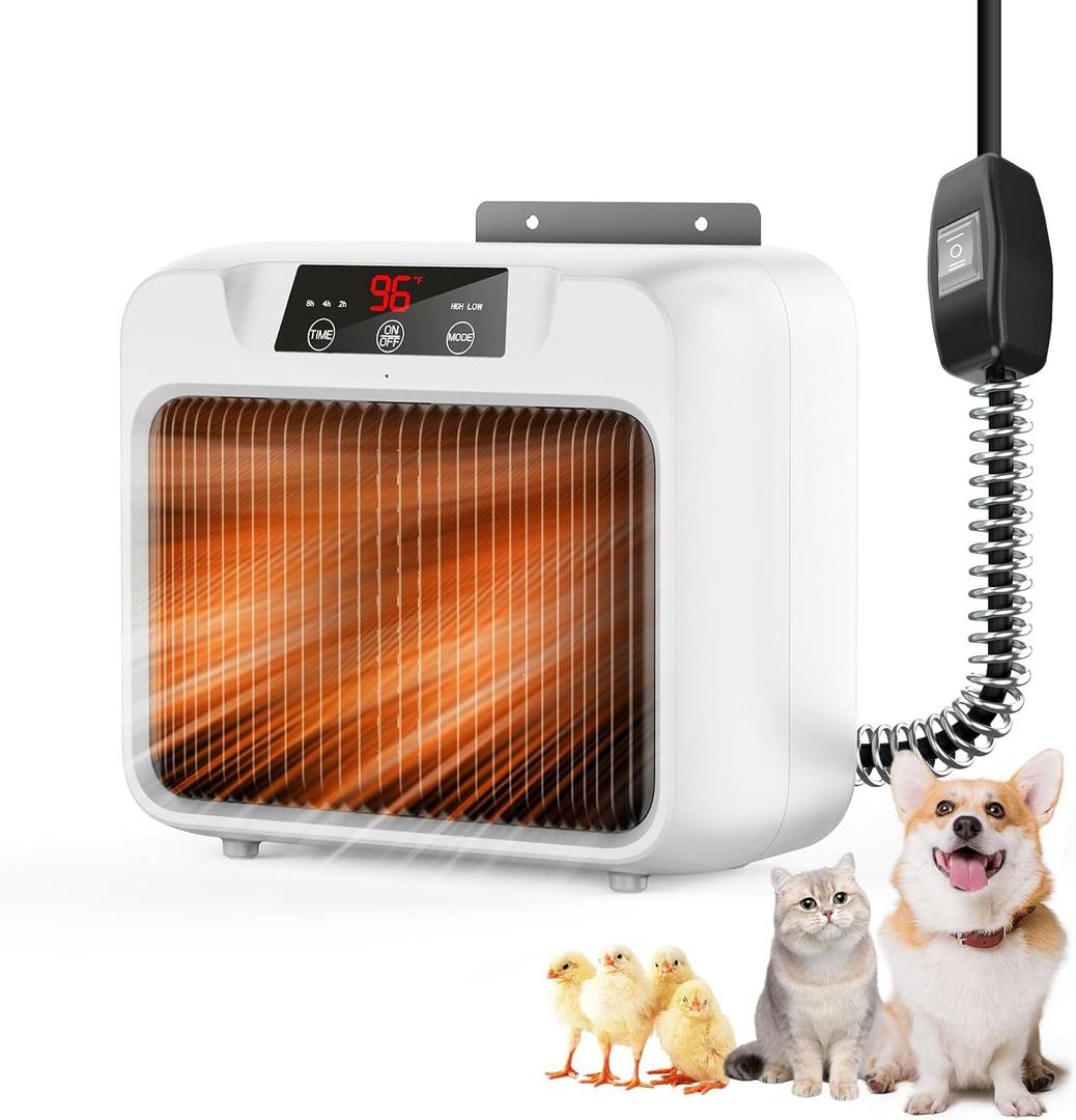 600W Dog House Heater,Anti-Bite Cord Heated Dog House,Wall-Mounted Dog HeaterKeep Your Pet Warm and Happy UL Tested for Safety (white)