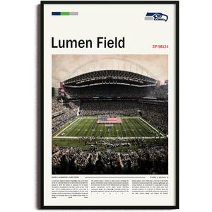 (Unframed 11"x17") LumenField Canvas Print  Seattle Home Field Wall Art for Seahawks Fans, Sports poster for Game Room or Man Cave Decor