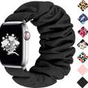 Greatfine Scrunchie Band Compatible with Apple Watch Bands 38mm 40mm 41mm 42mm 44mm 45mm 46mm 49mm Women, Elastic Scrunchie Watch Strap for iWatch Watch Series 11 10 9 8 7 6 5 4 3 2 1 SE 3 2 Ultra 3 2 (Black)